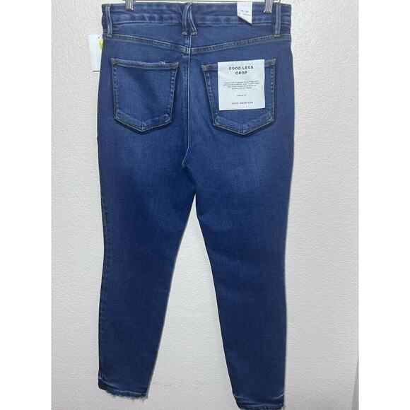 Good American Jeans Denim Sz 12 / 31 Good Legs Crop Skinny Leg In Indigo563 NEW - Picture 2 of 9
